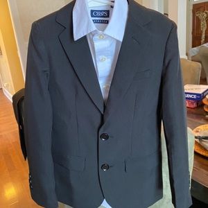 Youth boys black tie wedding suit.